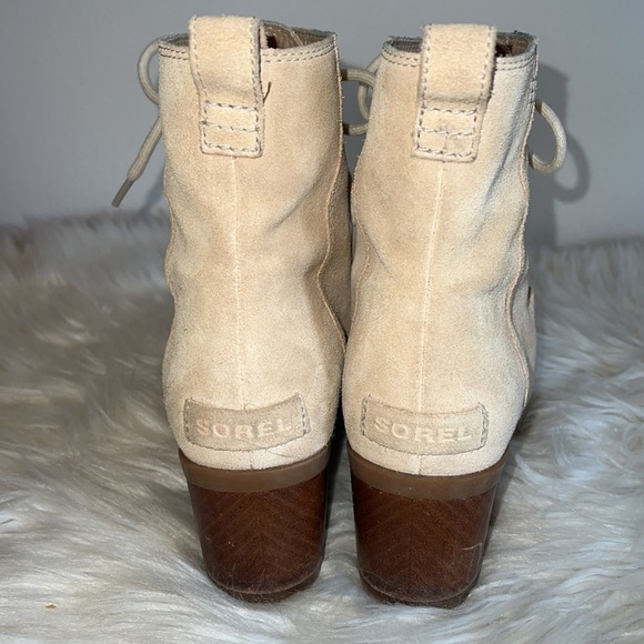 Sorel Cate Beige Suede Lace Boots Sz-8 - Picture 6 of 10